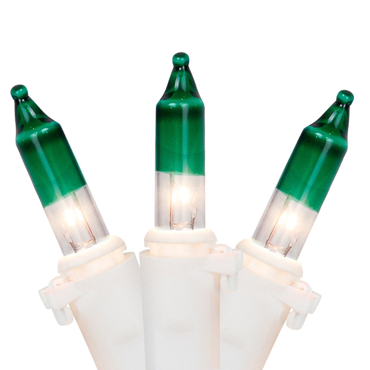 Northlight Mini Christmas Light Set - Clear with Green Tip - 10' White Wire - 50ct